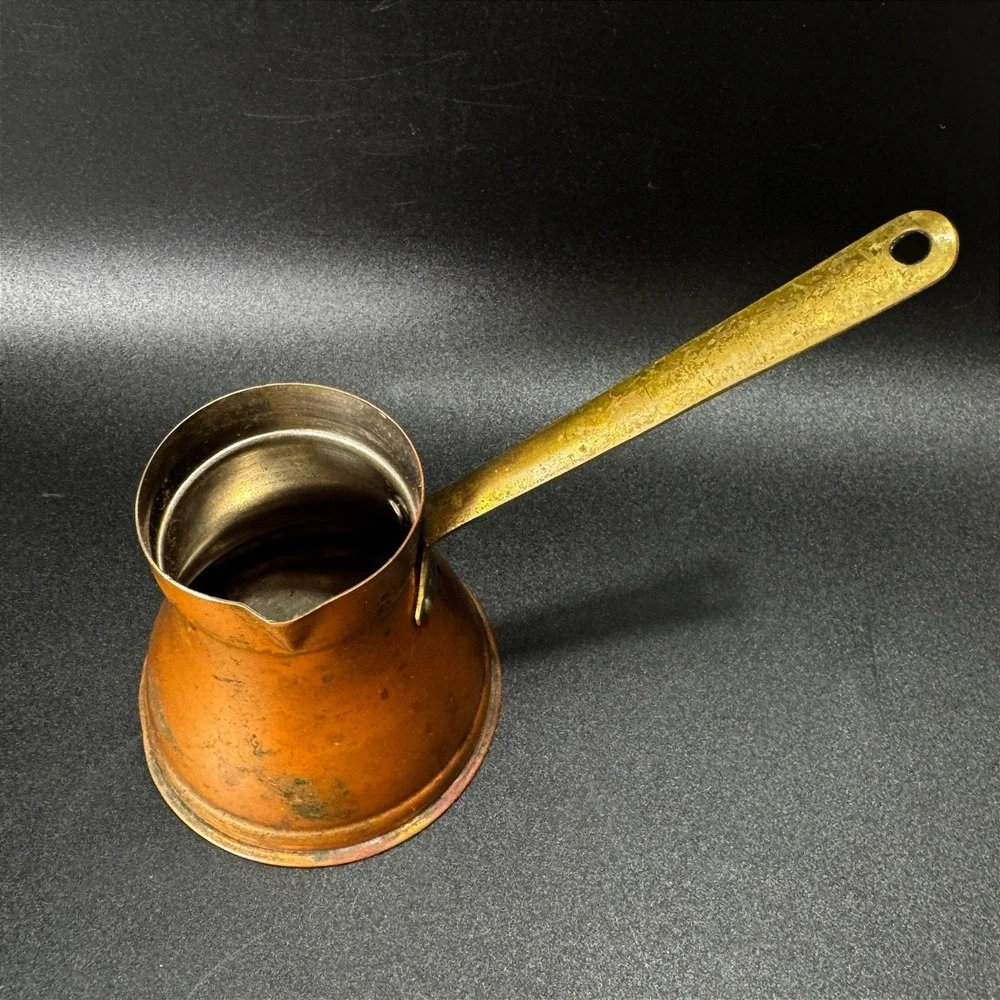 ODI Solid Copper Turkish Coffee Pot Brass Handle Made in Korea Vintage Cezve